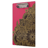 Cute trendy faux gold glitter flower henna klembord (Links)