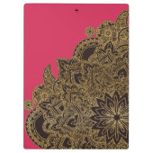 Cute trendy faux gold glitter flower henna klembord (Achterkant)