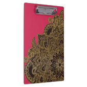 Cute trendy faux gold glitter flower henna klembord (Rechts)