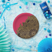 Cute trendy faux gold glitter flower henna papieren bordje (Feest)