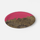 Cute trendy faux gold glitter flower henna papieren bordje (Gekanteld)