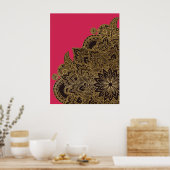 Cute trendy faux gold glitter flower henna poster (Keuken)