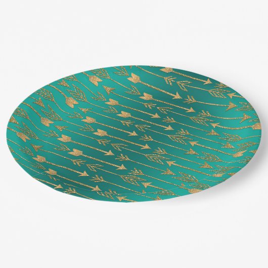 Cute trendy faux goudglitter tribale pijlen papieren bordje (Gekanteld)