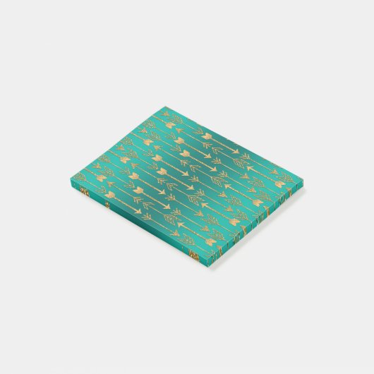 Cute trendy faux goudglitter tribale pijlen post-it® notes (Schuin)