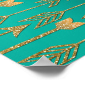 Cute trendy faux goudglitter tribale pijlen poster (Hoek)