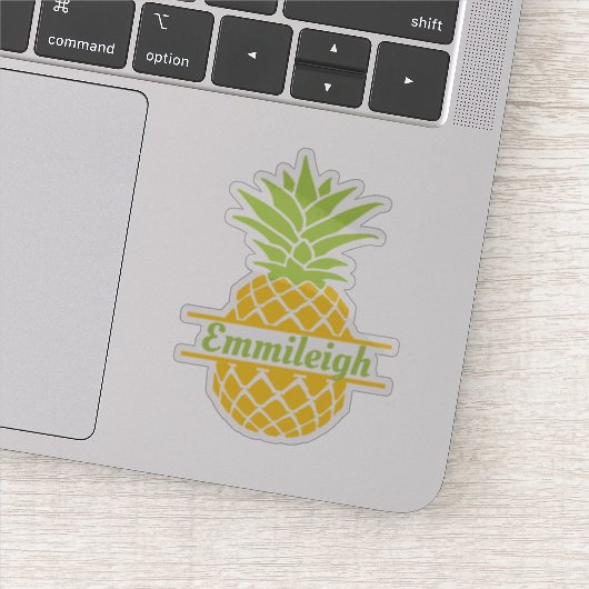 Cute Trendy Gele Groene Ananas Sticker (Detail)
