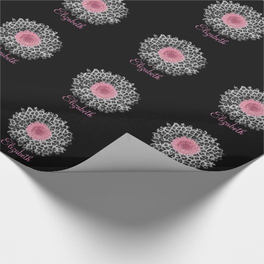 Cute trendy Girly leopard animal print gerbera Cadeaupapier (Hoek)