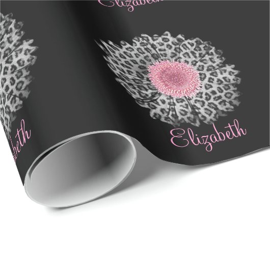Cute trendy Girly leopard animal print gerbera Cadeaupapier (Rol Hoek)