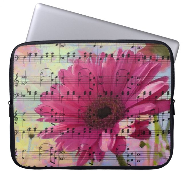 Cute trendy girly waterverven Gerbera bloemen Laptop Sleeve (Voorkant)