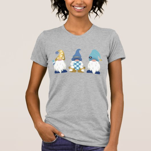 Cute Trendy Gnomes Blue Gold White Buffalo Pset T T-shirt (Voorkant)