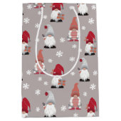 Cute Trendy Gnomes Nordic Gray Pink Red Medium Cadeauzakje (Voorkant)
