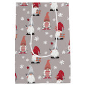 Cute Trendy Gnomes Nordic Gray Pink Red Medium Cadeauzakje (Achterkant)