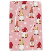Cute Trendy Gnomes Winter Gold Pink Red Medium Cadeauzakje (Voorkant)