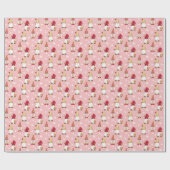 Cute Trendy Gnomes Winter Pink Red Rose Gold Cadeaupapier (Vlak)