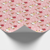 Cute Trendy Gnomes Winter Pink Red Rose Gold Cadeaupapier (Hoek)