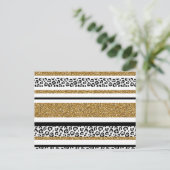 Cute trendy gold faux glitter leopard strepen briefkaart (Staand voorkant)