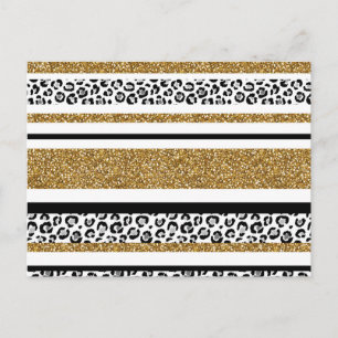 Cute trendy gold faux glitter leopard strepen briefkaart