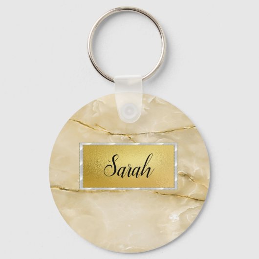 Cute Trendy Gold Marble Sleutelhanger (Voorkant)