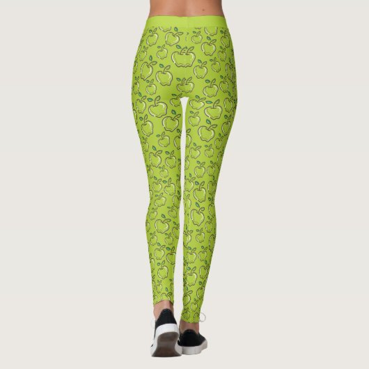 Cute Trendy Green Apples Fruit Orchard Leggings (Achterkant)