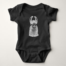 Cute Trendy Grey and White Pattern Llama Baby Romper