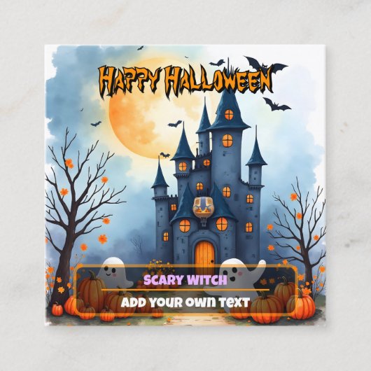 Cute Trendy Halloween Spooky Collection Vierkante Visitekaartje (Voorkant)