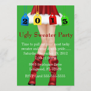 Cute Trendy Holiday/Santa Ugly Sweater Party Kaart