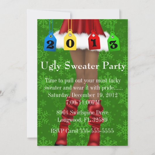 Cute Trendy Holiday/Santa Ugly Sweater Party Kaart (Voorkant)