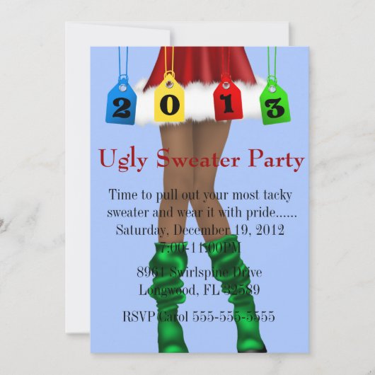 Cute Trendy Holiday/Santa Ugly Sweater Party Kaart (Voorkant)