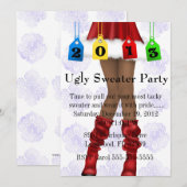 Cute Trendy Holiday/Santa Ugly Sweater Party Kaart (Voorkant / Achterkant)