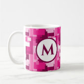 Cute Trendy Hot Pink Digital Camo Pattern Monogram Koffiemok (Links)