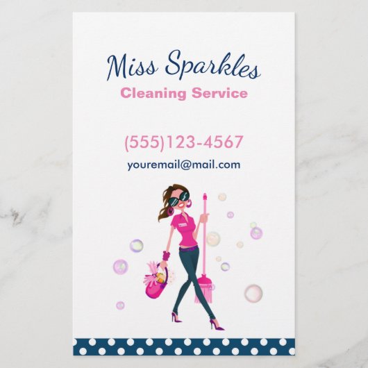 Cute Trendy Housecleaning Maid Flyer (Voorkant)