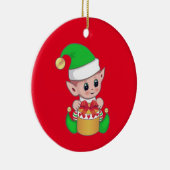 Cute trendy kerstelf op rood keramisch ornament (Rechts)