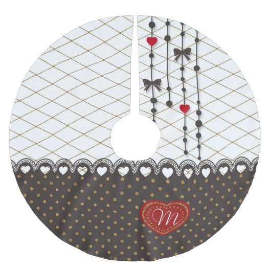 Cute trendy lace faux gold glitter strokes patroon kerstboom rok (Voorkant)