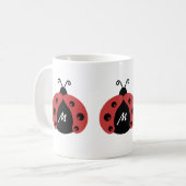Cute trendy ladybug monogram koffiemok (Voorkant links)
