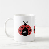 Cute trendy ladybug monogram koffiemok (Links)