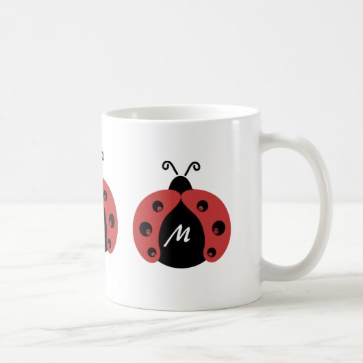 Cute trendy ladybug monogram koffiemok (Rechts)