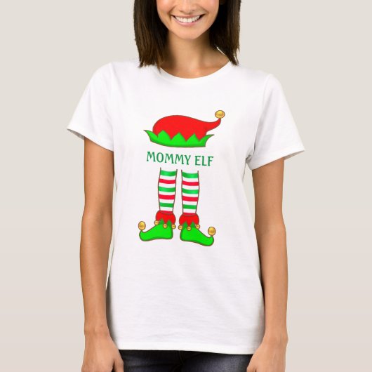 Cute Trendy mammie Elf Kerstmis T-Shirt (Voorkant)