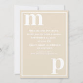 Cute Trendy Monogram Champagne Beige Wedding Kaart (Voorkant)