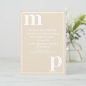 Cute Trendy Monogram Champagne Beige Wedding Kaart (Staand voorkant)
