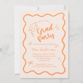 Cute Trendy Pink Wavy Border Graduation Invitation Aankondiging (Voorkant)