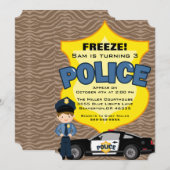 Cute trendy politieauto verjaardagsuitnodiging kaart (Voorkant / Achterkant)