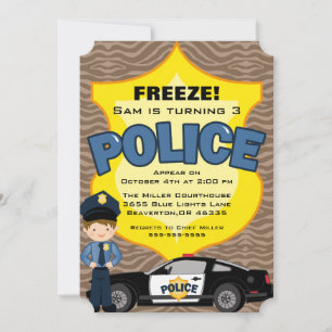 Cute trendy politieauto verjaardagsuitnodiging kaart