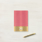 Cute trendy polka dots faux gold glitter patroon post-it® notes (Op bureau)