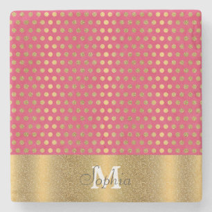 Cute trendy polka dots faux gold glitter patroon stenen onderzetter