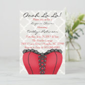 Cute Trendy Red & Black Corset Lingerie Invitation Kaart (Staand voorkant)