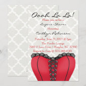 Cute Trendy Red & Black Corset Lingerie Invitation Kaart (Voorkant / Achterkant)