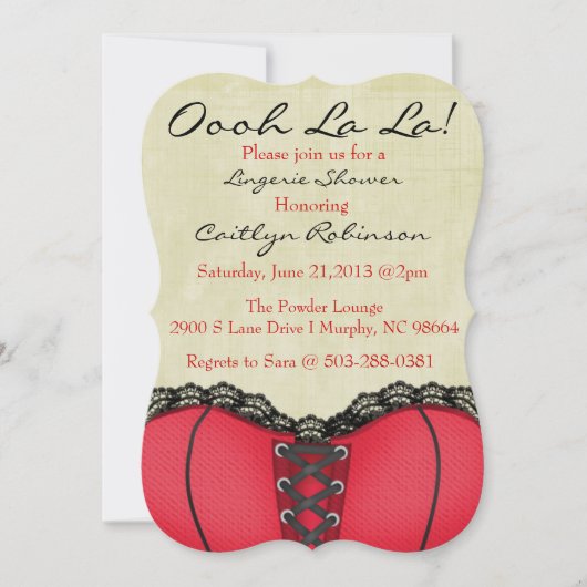 Cute Trendy Red & Black Corset Lingerie Invitation Kaart (Voorkant)