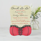Cute Trendy Red & Black Corset Lingerie Invitation Kaart (Staand voorkant)