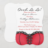 Cute Trendy Red & Black Corset Lingerie Invitation Kaart (Voorkant / Achterkant)