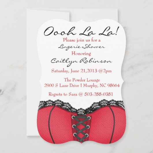 Cute Trendy Red & Black Corset Lingerie Invitation Kaart (Voorkant)
